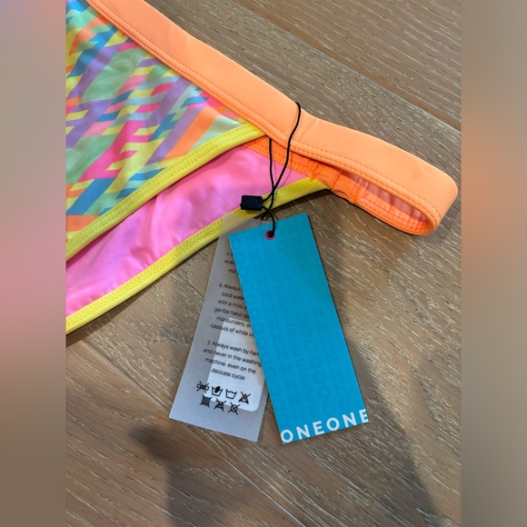Free People OneOne cheeky bikini bottom small NEW swim bottoms neon - Picture 4 of 6
